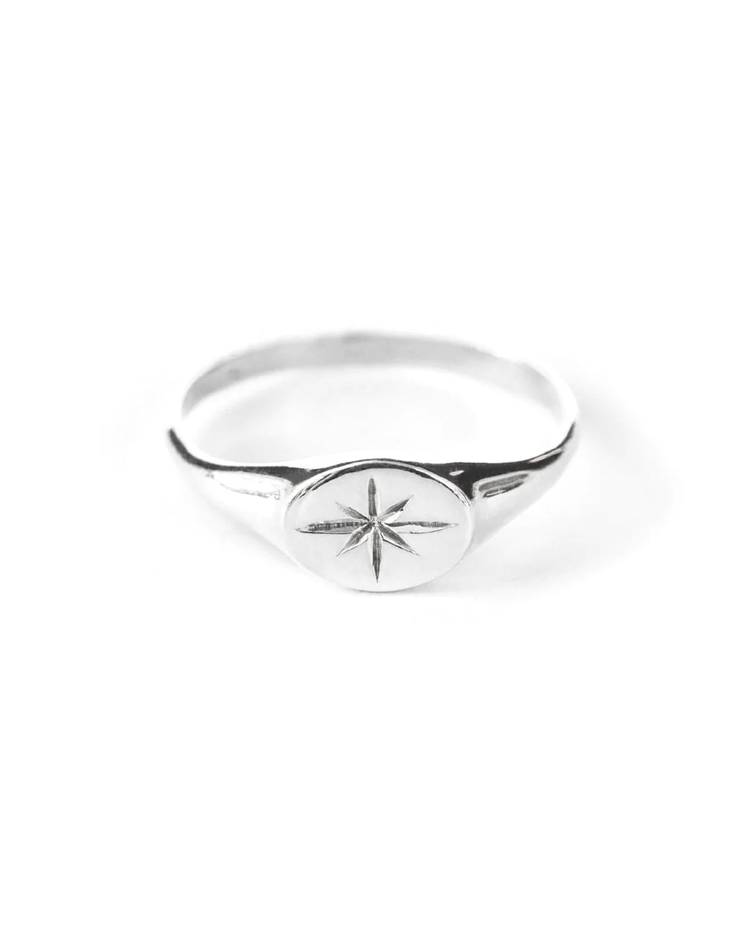 Star Signet Silver Ring - 925 Sterling Silver