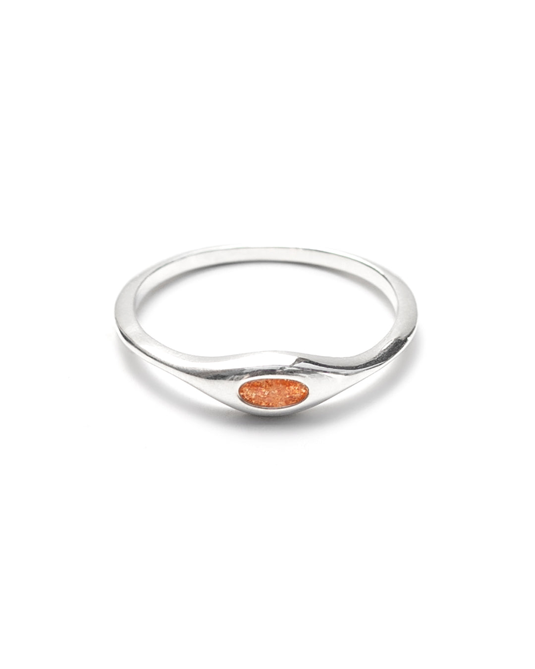 Silver Signet Ring with Oval Sunstone