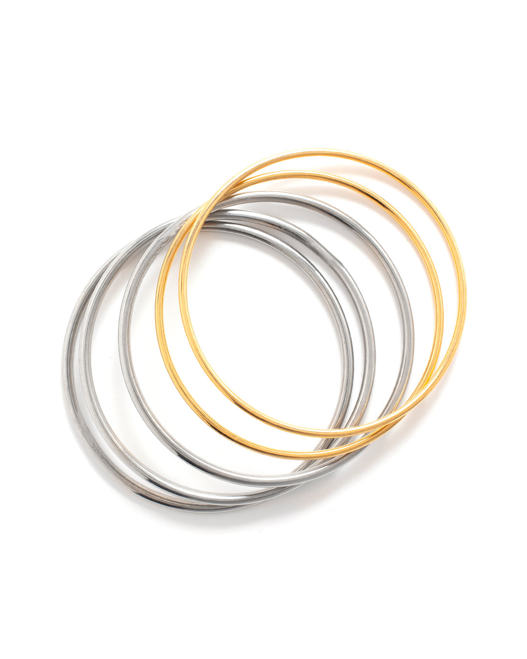 Two-Tone Bangle Bracelet Set