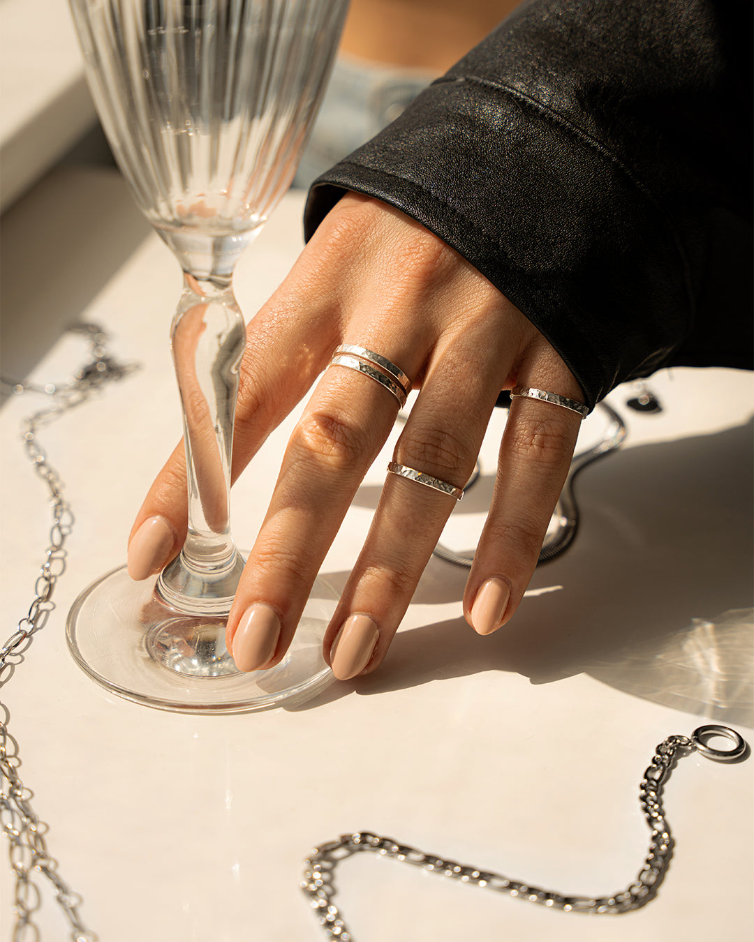 Textured Stackable Ring in Gold and Silver