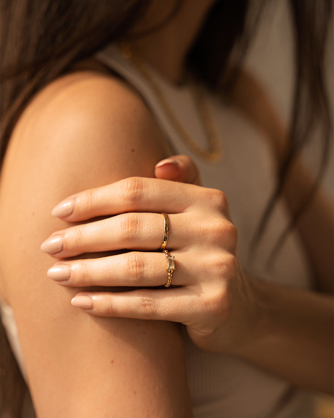 Textured Stackable Ring in Gold and Silver