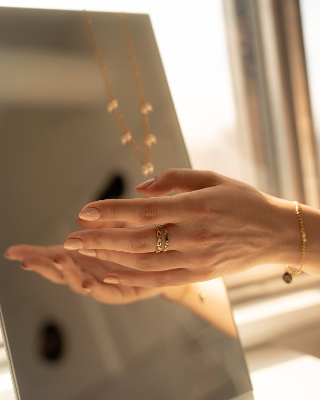 Textured Stackable Ring in Gold and Silver