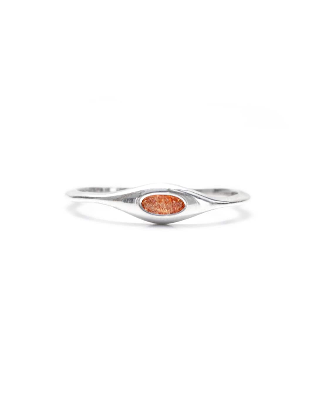 Silver Signet Ring with Oval Sunstone