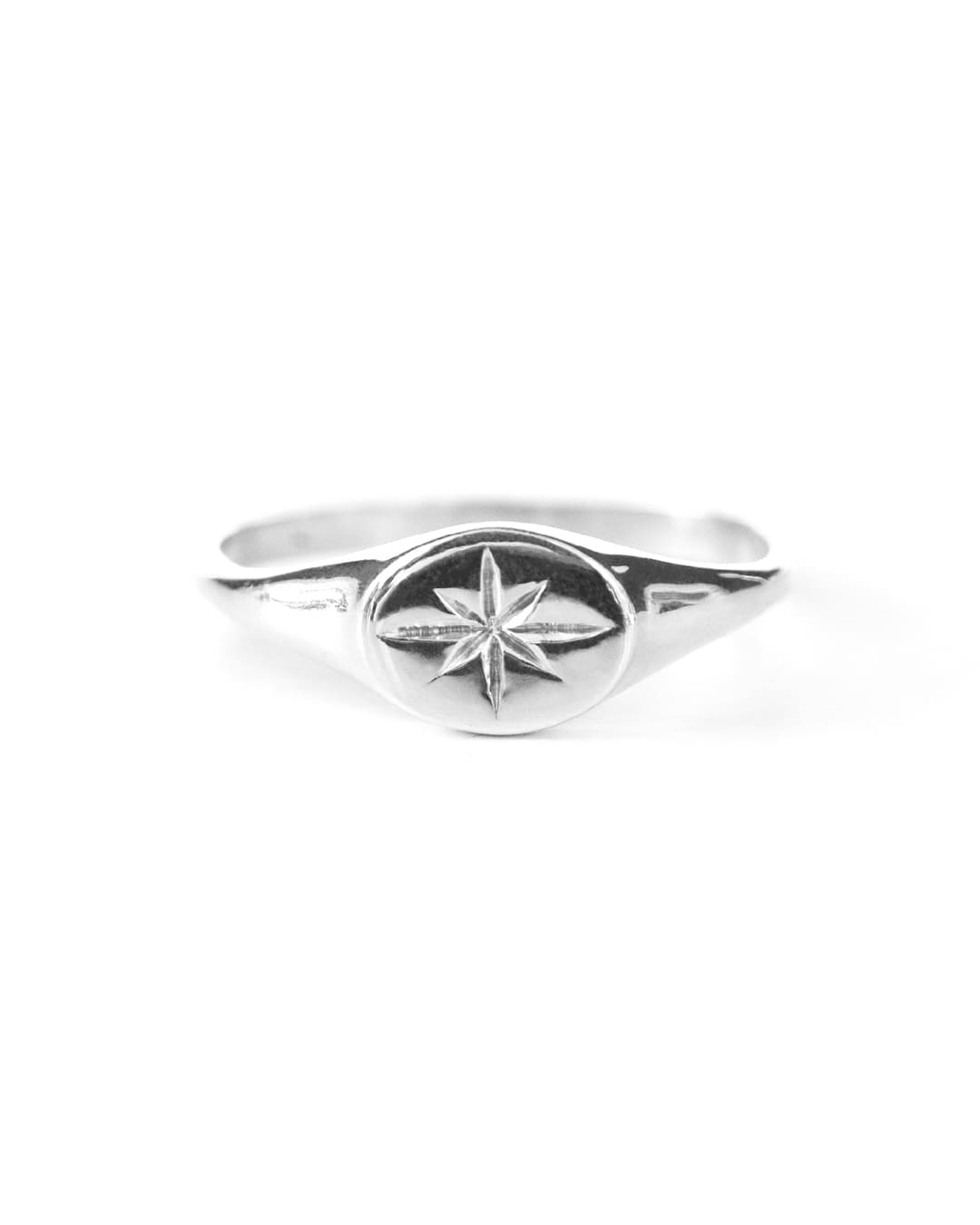 Star Signet Silver Ring - 925 Sterling Silver