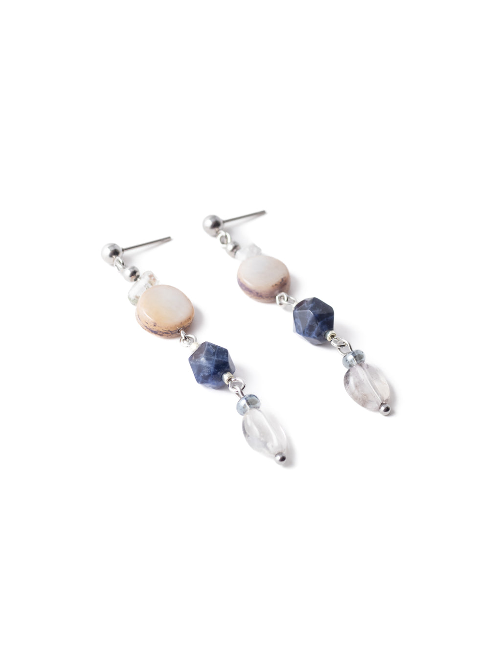 Gold Stud Earrings with Sodalite