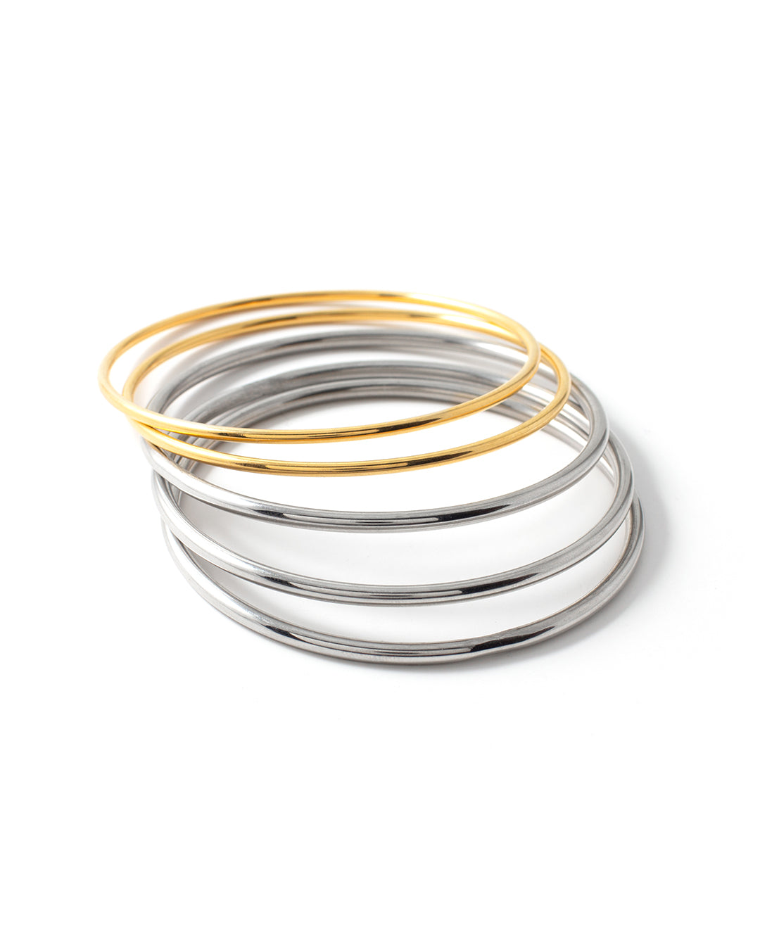 Two-Tone Bangle Bracelet Set